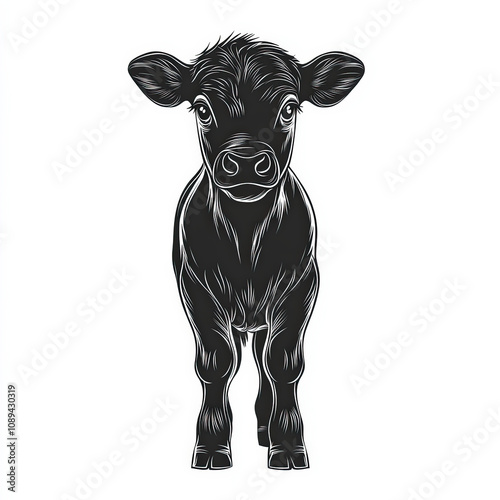 Calf Silhouette, Black And ...