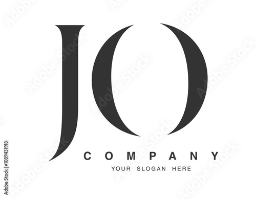 JO logo design. Initial letter j and o serif font style. Creative classic company name typography. Trendy logotype or identity.