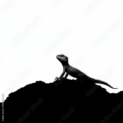 Lizard Silhouette, Black An...