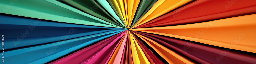 custom made wallpaper toronto digitalSunburst Pattern: A collection of banners arranged in a radiant sunburst pattern, wide-angle view.