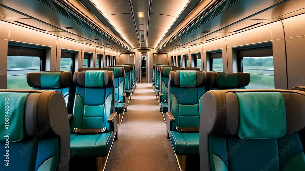 Modern Train Interior with Comfortable Seats and Lighting
Modern Train Interior with Comfortable Seats and Lighting