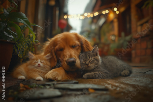 Puppy and kitten