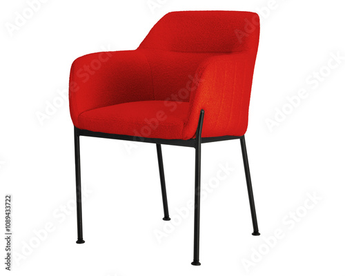 Red Upholstered Armchair with Black Legs