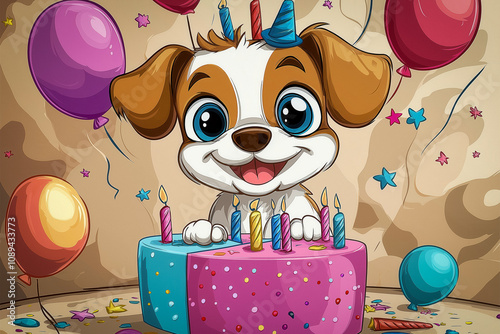 Puppy on the birthday party...
