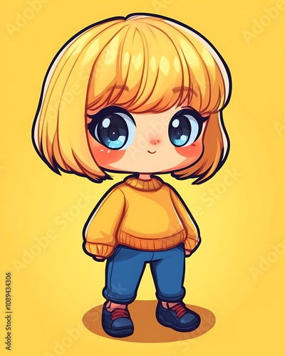 Animated 3D Character Concepts, Bright Digital Chibi Character in Simple Style