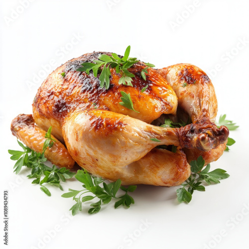 Whole Roasted Chicken Isolated