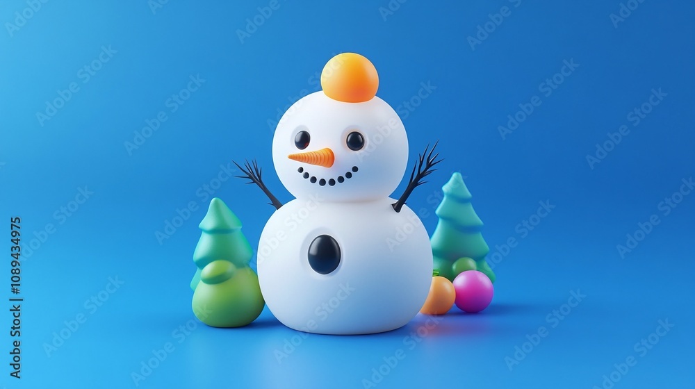 Snowman Candle with Carrot Nose and Coal Eyes - 3D Rendered Design Snowman Candle with Carrot Nose and Coal Eyes - 3D Rendered Design