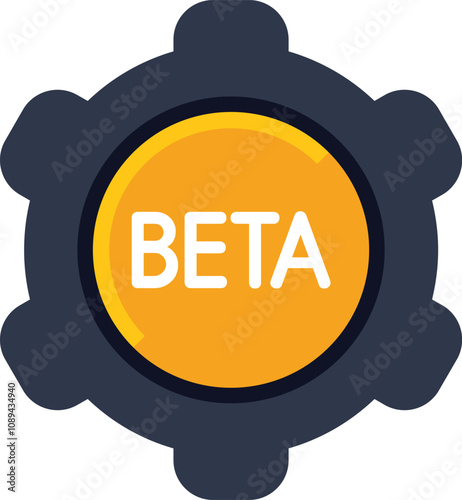 Gear with the word beta representing the beta testing phase of software development