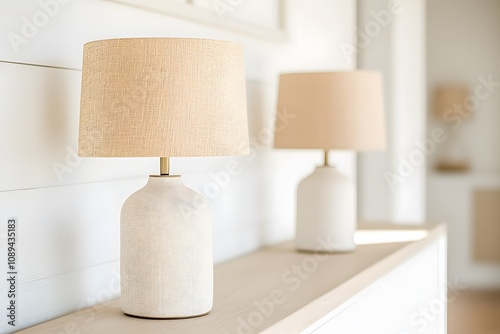 Close-up of Table Lamps Arranged Symmetrically on a Console – Stylish Home Lighting, Modern Interior, and Elegant Decor