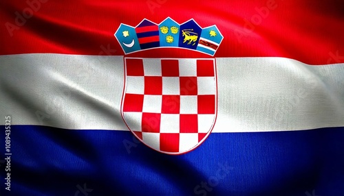 waving and shining Croatia flag texture background 