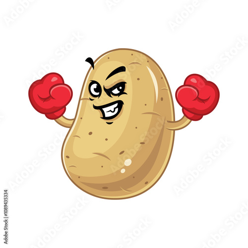 Funny cartoon potato boxer.