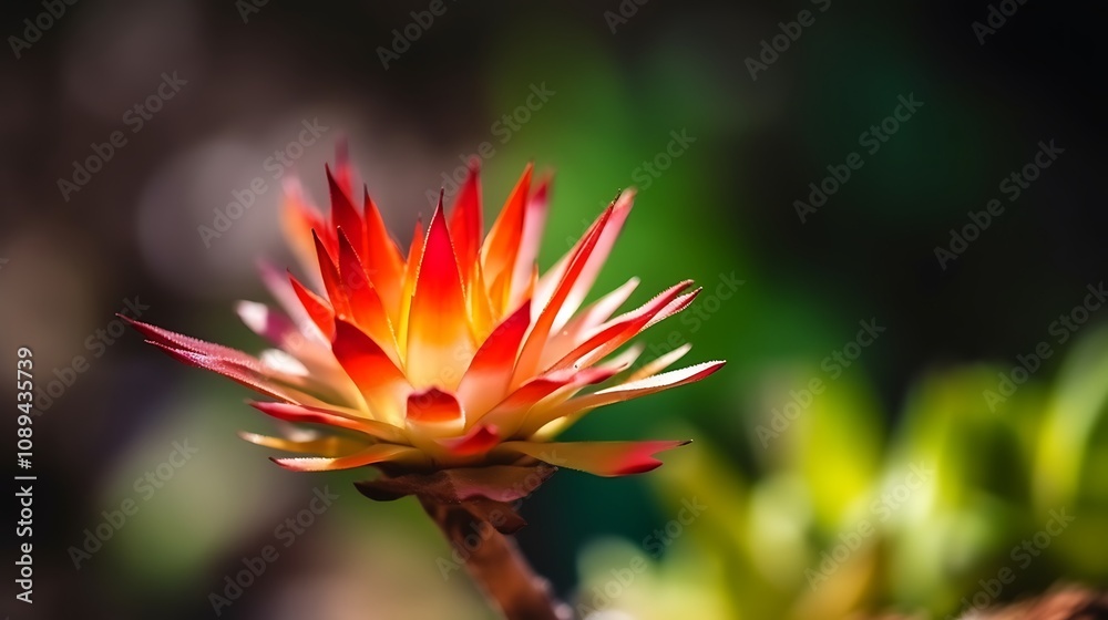 Vivid Orange Bromeliad Flower Blooms Brightly Vivid Orange Bromeliad Flower Blooms Brightly
