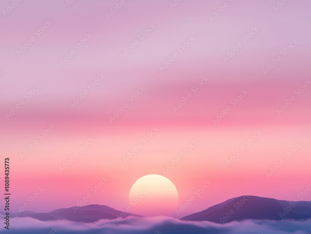 serene sunset over rolling hills with soft clouds serene sunset over rolling hills with soft clouds