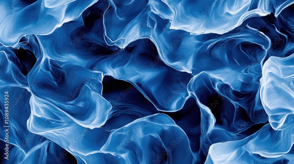 Fototapeta premium Abstract blue fabric texture with smooth waves and folds, perfect for background or design elements.