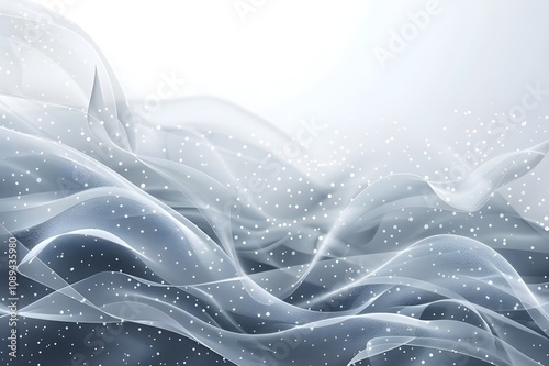 Vector illustration of a gray and white abstract background with dynamic flowing particles, depicting a digital future technology concept in high definition. photo