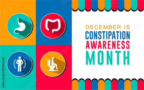 Vector illustration on the theme of Constipation awareness months observed each year during December. Banners, posters, cards, background designs and social media feeds.