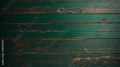 Weathered green painted rustic wood board wall surface mockup background