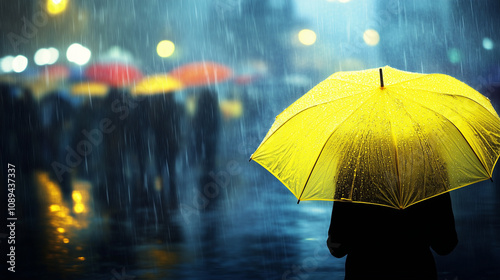 Wallpaper Mural a yellow umbrella on a rainy day
 Torontodigital.ca