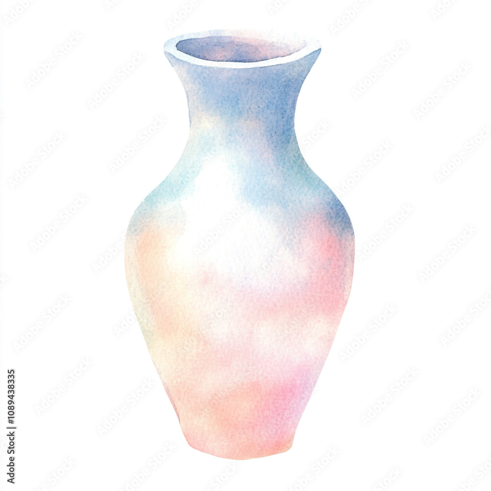 Watercolor Simple Vase Illustration with White Background Watercolor Simple Vase Illustration with White Background