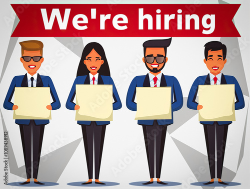 "We're Hiring" Text Illustr...