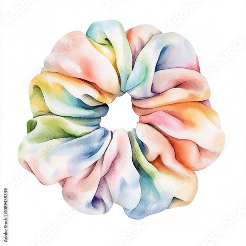 Golden Retriever Watercolor Illustration With Simple Scrunchie