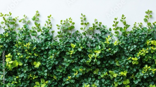 Lush green foliage against white background.