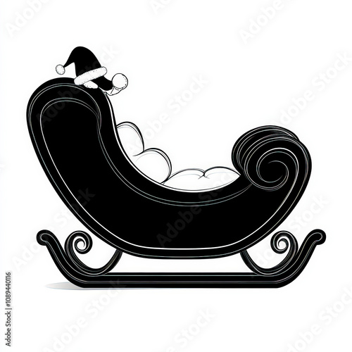 Santa Sleigh Silhouette, Bl...