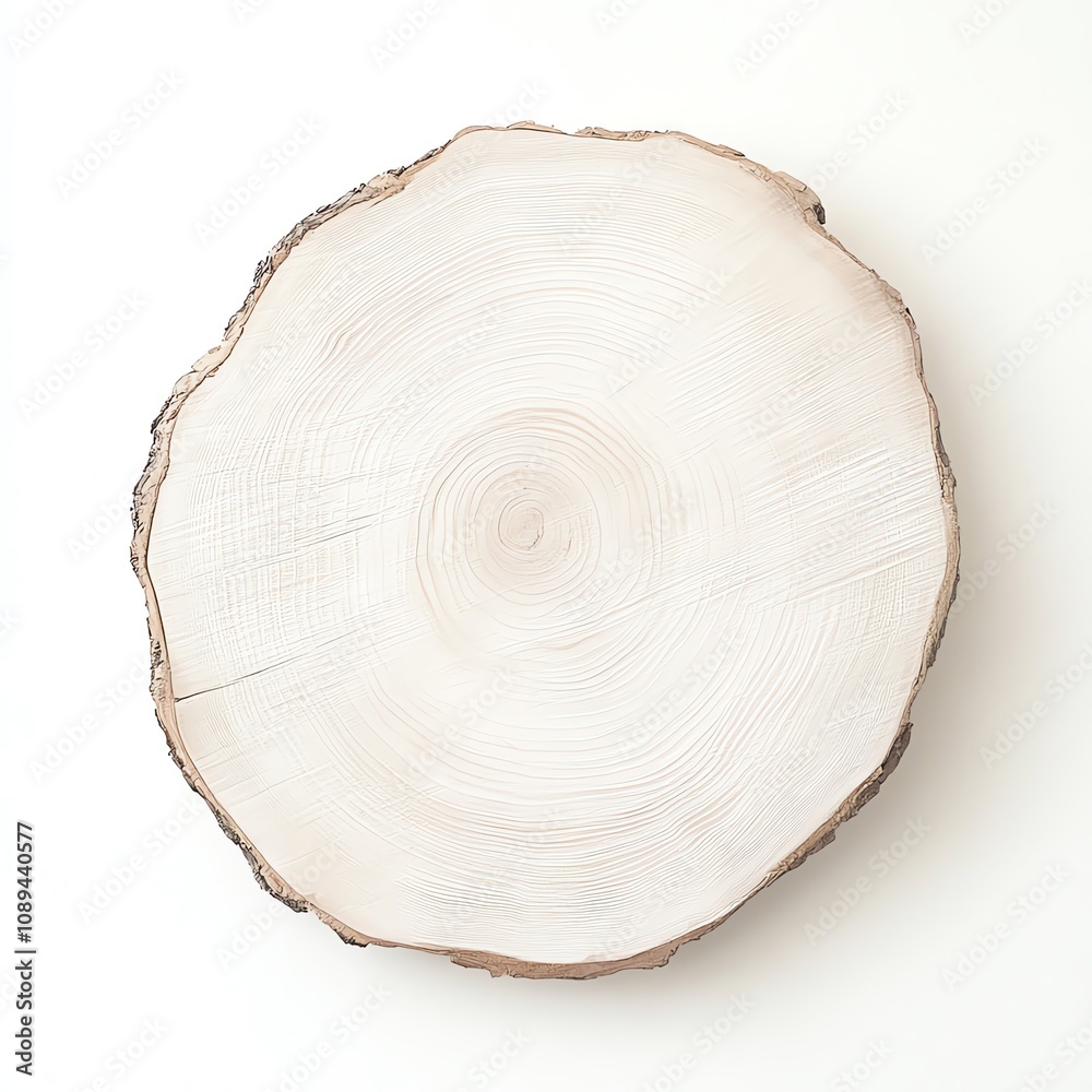 A wooden log slice on a white background. A wooden log slice on a white background.