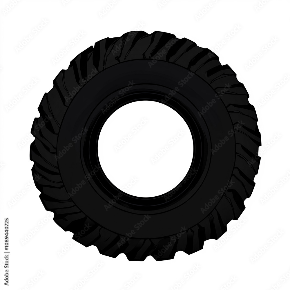 Tractor Tire Silhouette, Illustration Isolated On White Background Tractor Tire Silhouette, Illustration Isolated On White Background