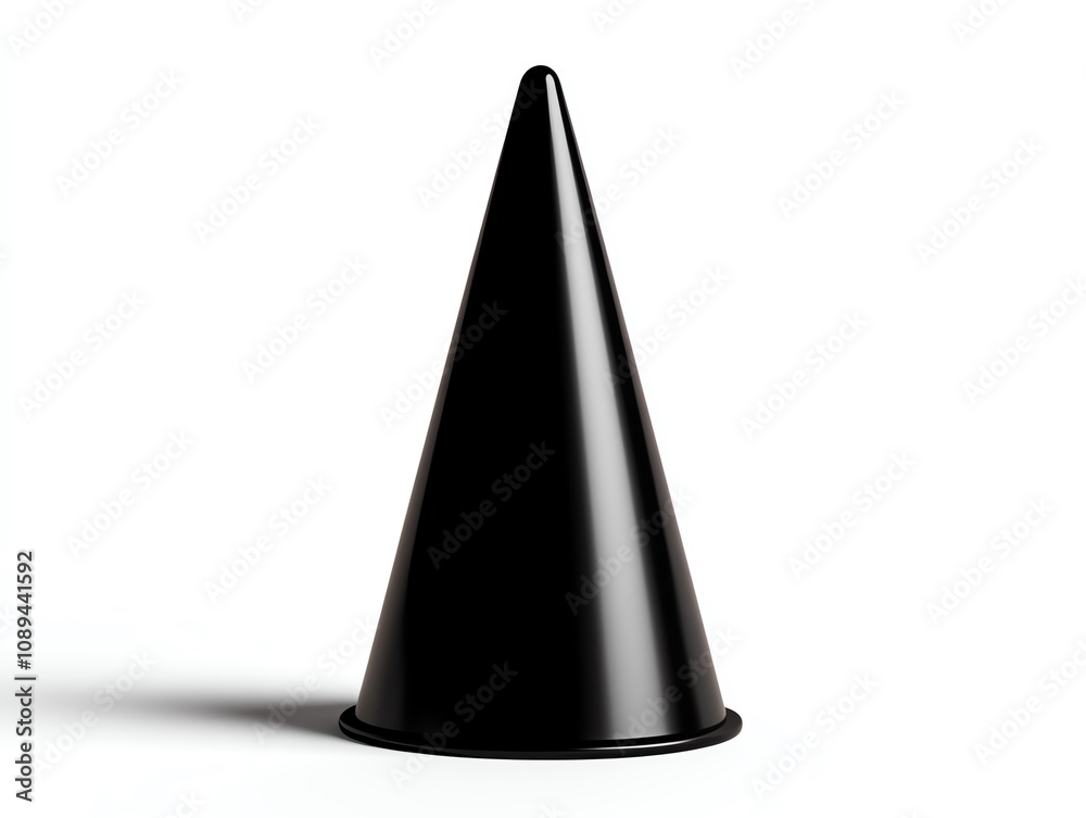 Fototapeta premium Black traffic cone on a white background.