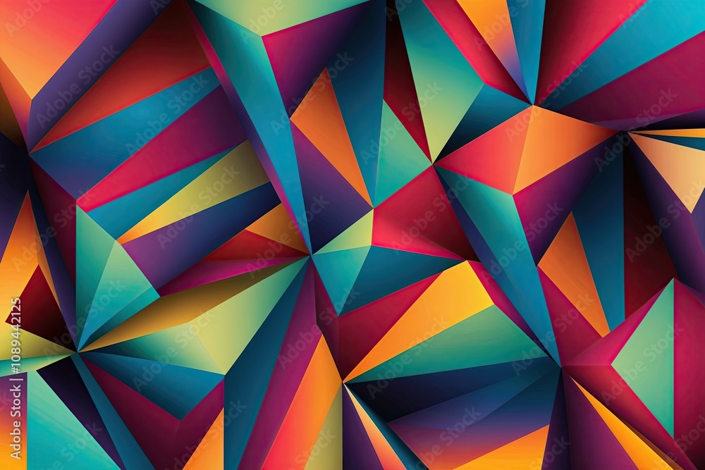 Fototapeta premium Dynamic 3D Geometric Background Design Featuring Vibrant Colors and Gradients