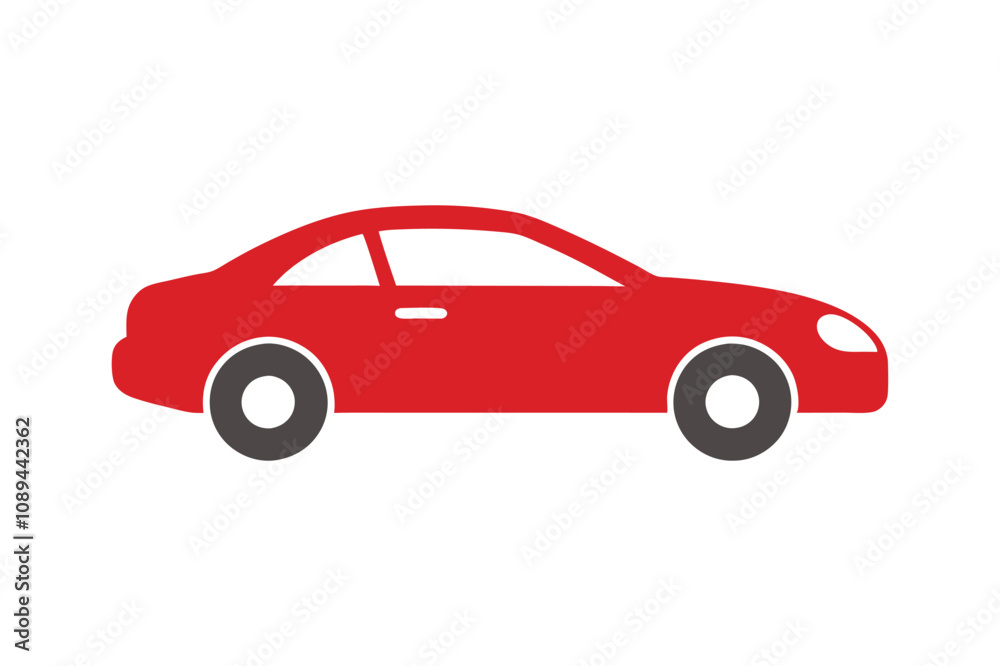 Red car icon side view vector art illustration. Red car icon side view vector art illustration.