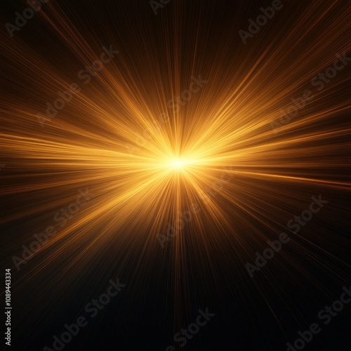 Golden Light Rays Radiating From Central Point