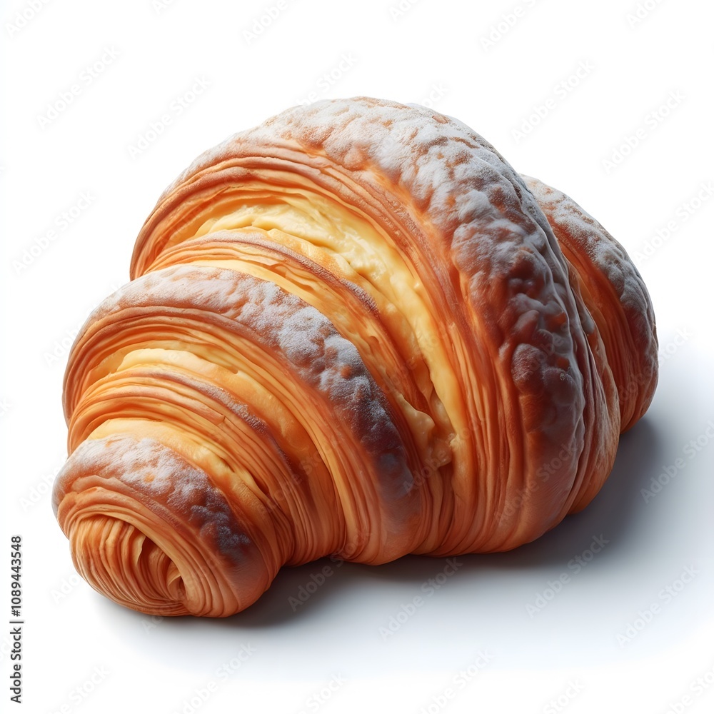 Freshly baked croissant with layered texture and golden crust Freshly baked croissant with layered texture and golden crust