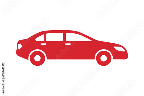  Red car icon side view vector art illustration. photo
