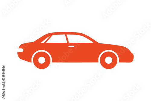  Red car icon side view vector art illustration. photo