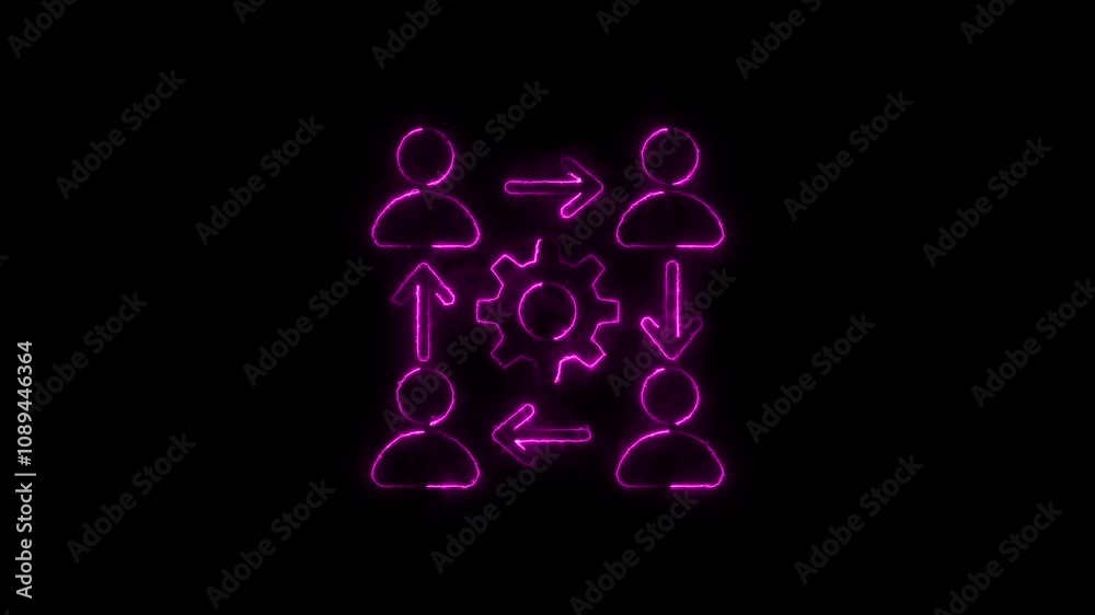 Teamwork Gear neon light sign vector. Glowing bright icon Teamwork Gear sign. transparent symbol illustration Teamwork Gear neon light sign vector. Glowing bright icon Teamwork Gear sign. transparent symbol illustration