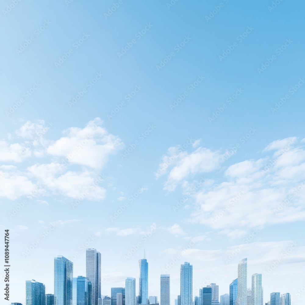 Fototapeta premium modern city skyline with clear blue sky