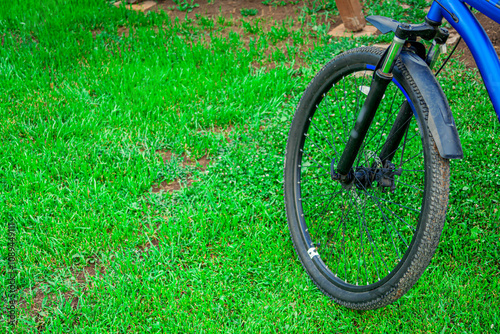 Sport bike. A vehicle on two wheels. two wheels. Pedals on the steering wheel For sports and tourism. Advertising concept.beautiful sitting. photo