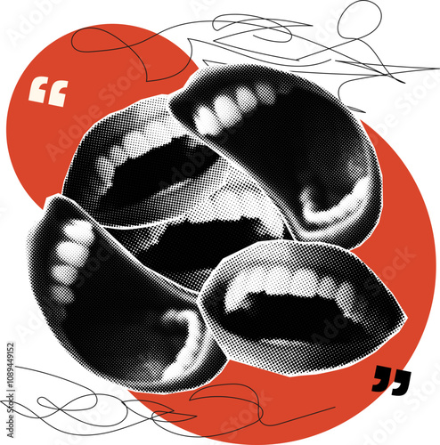 Mouths Dialog Pop Art Collage
