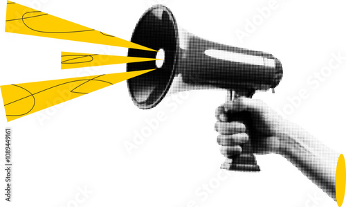 Loudspeaker Collage Halftone