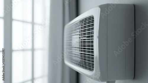 Wallpaper Mural Round grid air conditioner in a minimalist room, with attention to the efficient vent design for cooling large spaces. Torontodigital.ca