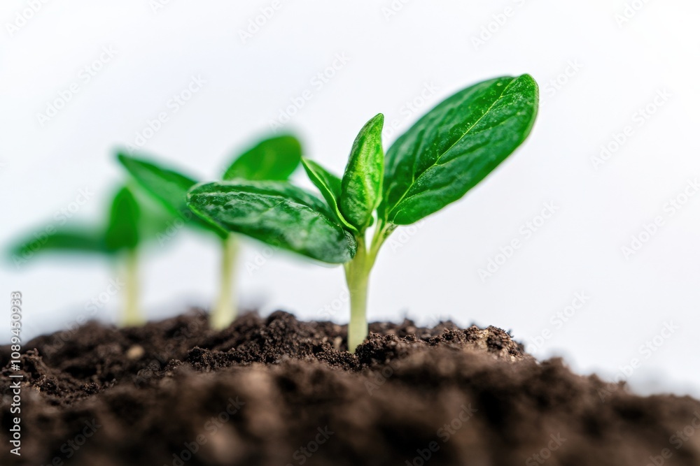 young green seedlings emerging from rich soil young green seedlings emerging from rich soil