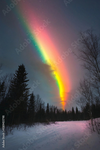 northern lights and road