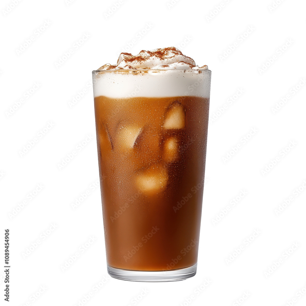 Iced coffee topped with whipped cream transparent background Iced coffee topped with whipped cream transparent background