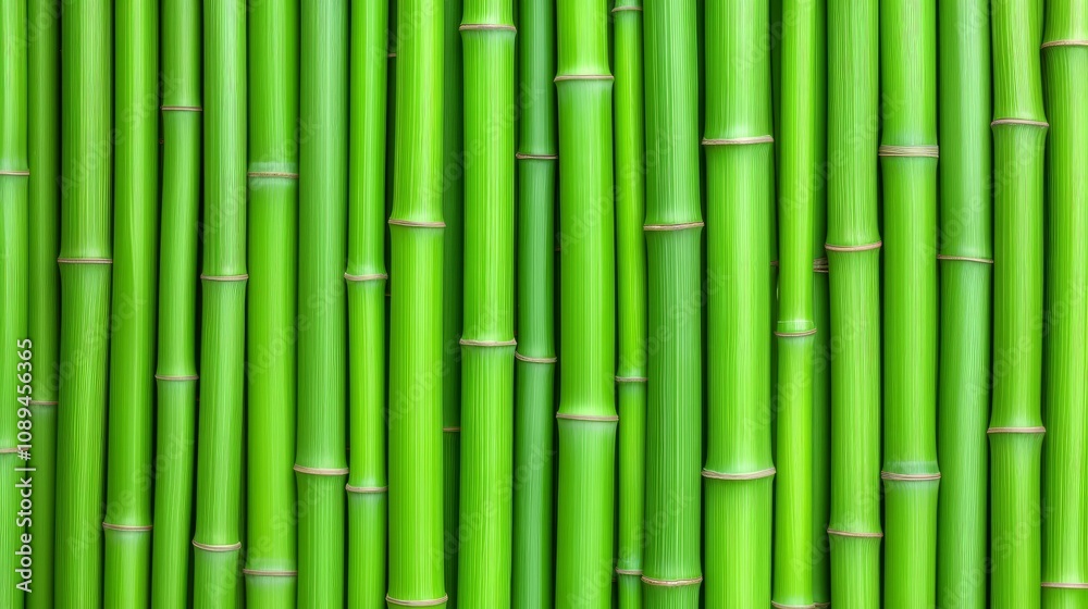 green bamboo stems in vertical arrangement. Natural texture photography for eco design and wallpaper