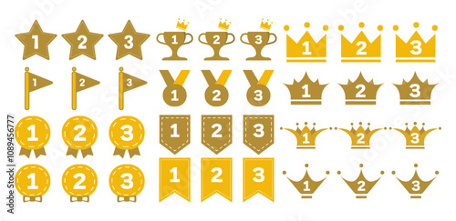 ポップで魅力的なランキングアイコンセット