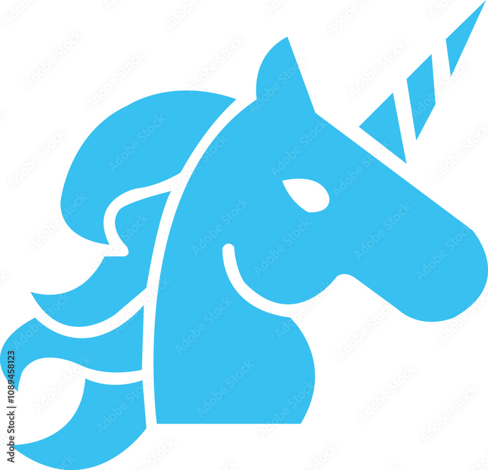 Fototapeta premium Unicorn clip art design on plain white transparent isolated background for card, shirt, hoodie, sweatshirt, apparel, card, tag, mug, icon, poster or badge