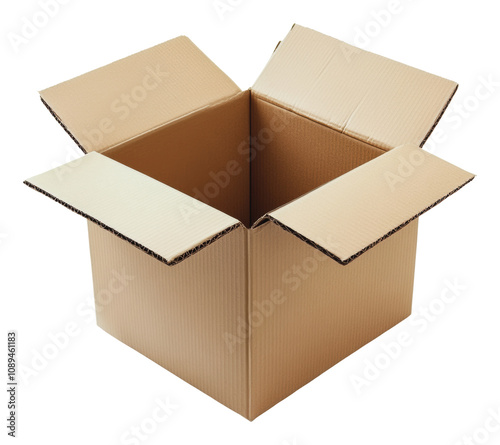 PNG Empty cardboard box ready for packing and shipping