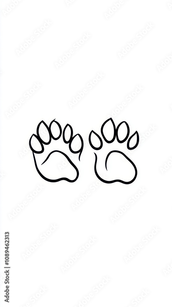 Simple Line Drawing of Two Dog Paw Prints for Pet Lovers and Enthusiasts Simple Line Drawing of Two Dog Paw Prints for Pet Lovers and Enthusiasts